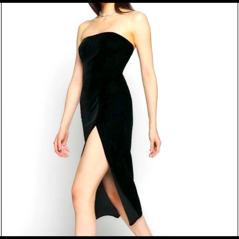 Reformation Black velvet Camden dress (M)